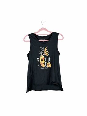 Salt Life Pineapple Graphic Sleeveless Tank Top Black Size S
